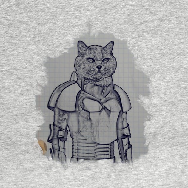 Cat in armor T-Shirt by Mr. dress